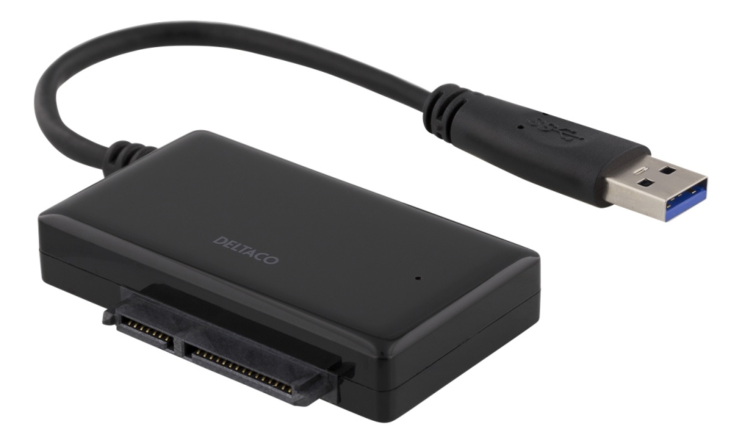 DELTACO USB 3.0 til SATA 6GB/s adapter, for 2,5" harddisker, svart