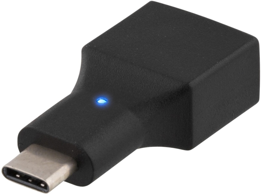 DELTACO USB 2.0-adapter, Type C - Type A hunn, svart