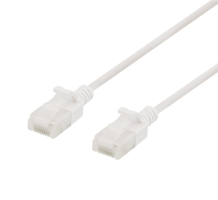 DELTACO U/UTP Cat6a patchkabel, slank, 3,5 mm diameter, 1 m, hvit