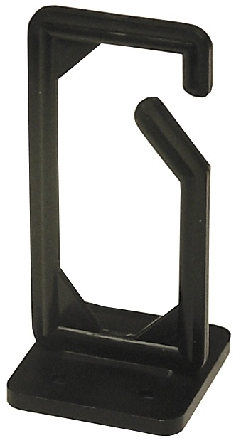 Kabelhängare, skruvmontering, 13x43x89mm, plast, svart