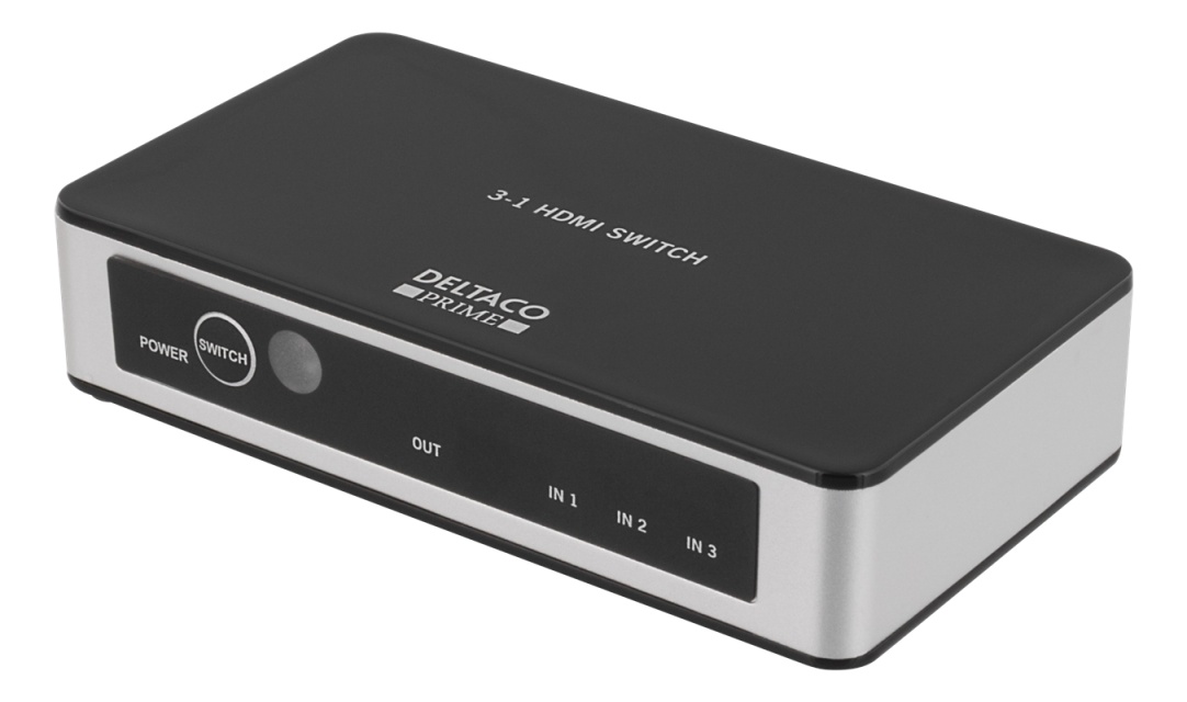 Premium HDMI-bryter med 3 porter, IR-fjernkontroll, Ultra HD i 60 Hz, svart