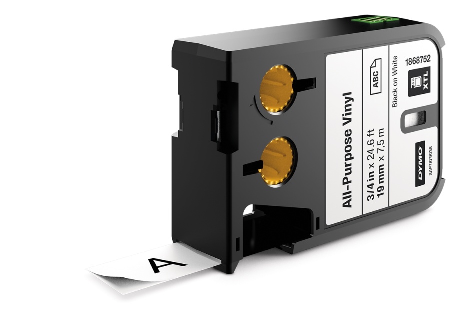 DYMO XTL Flerfunksjonsvinyltape, 19mm, svart på hvitt