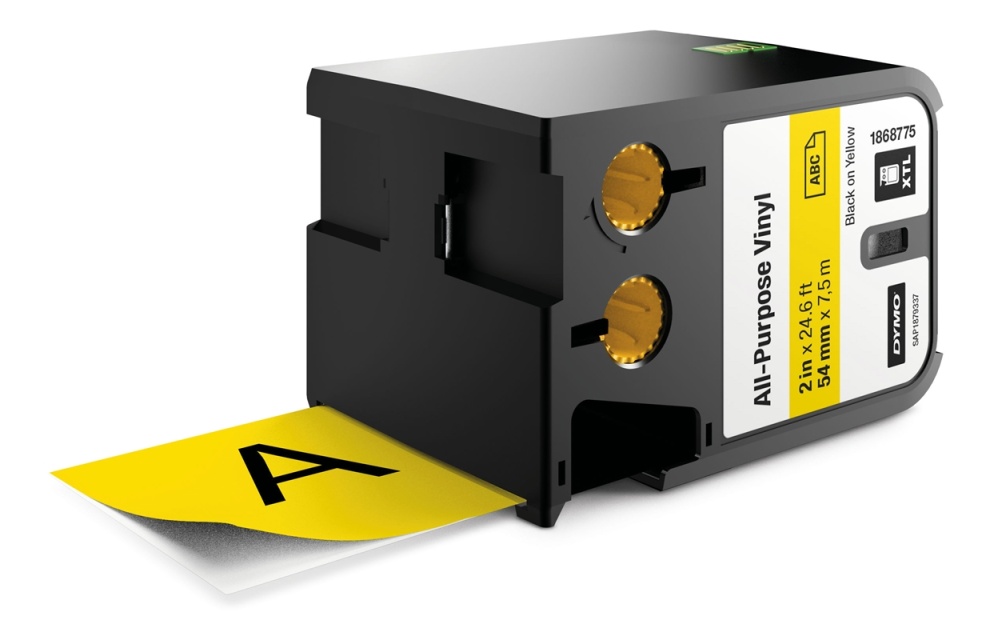 DYMO XTL Flerfunksjonsvinyltape, 54mm, svart på gul