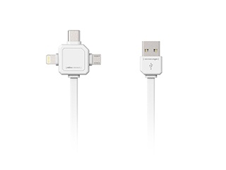 ALLOC Power USB Multicable, 1,5 m, Type-C, Lightning, Micro USB, hvit