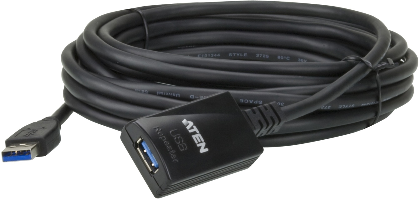 ATEN UE350, aktiv USB 3.0 förlängningskabel, hane - hona, 5m, svart