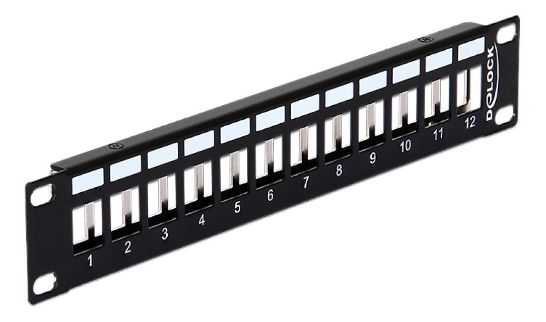 DeLOCK 10" 12-ports Keystone-patchpanel, 1U, metall, svart