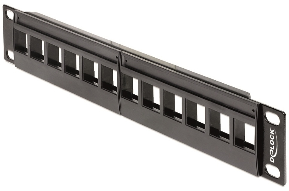 DeLOCK 10" Keystone Patch Panel, for 12xKeystone-kontakter, 1U, svart