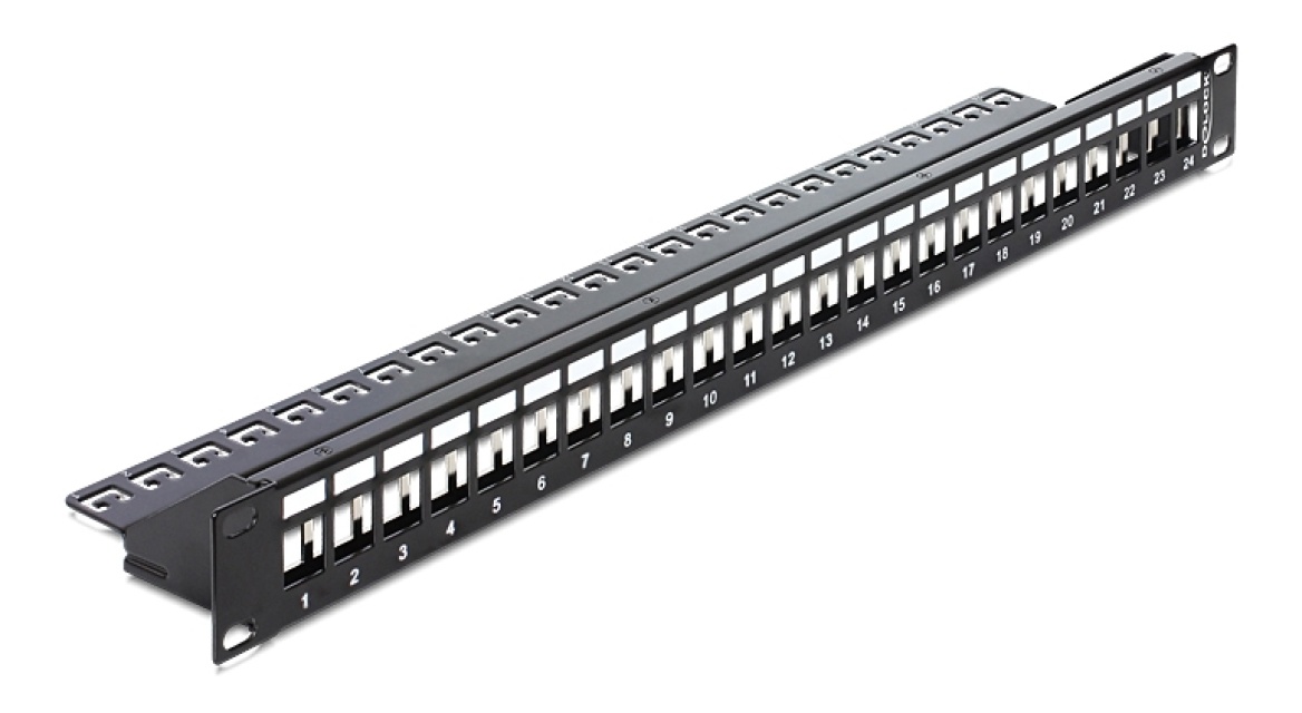 Delock 19" Keystone patchpanel med 24 porter, svart