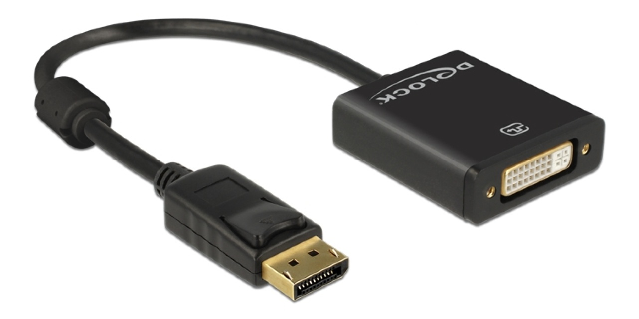 DeLOCK Adapter Displayport 1.2 hann > DVI hunn 4K Aktiv svart