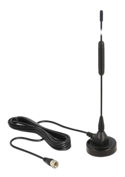 Delock DAB+ Antenne, F ha, RG-174, 0dBI, 2m kabel, magnetfot, svart