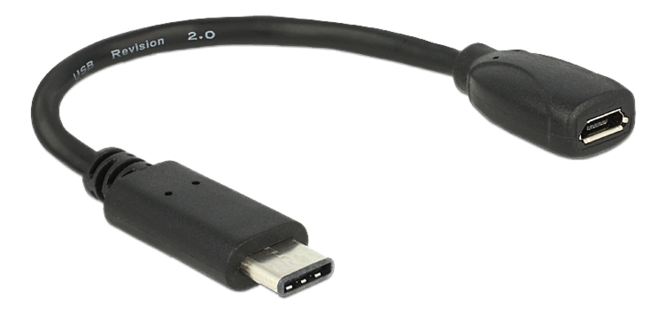 DeLOCK USB-C hann til Micro-B hunn adapter, USB 2.0, 56 k" motstand, svart