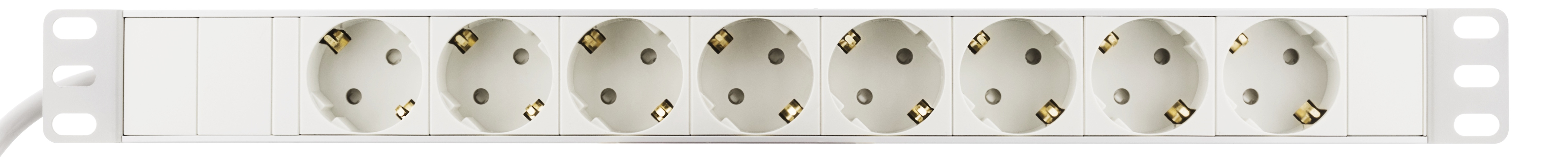 DELTACO Strømskinne med 8xCEE 7/4-kontakter, 1xCEE 7/7, kapselbeskyttelse, hvit