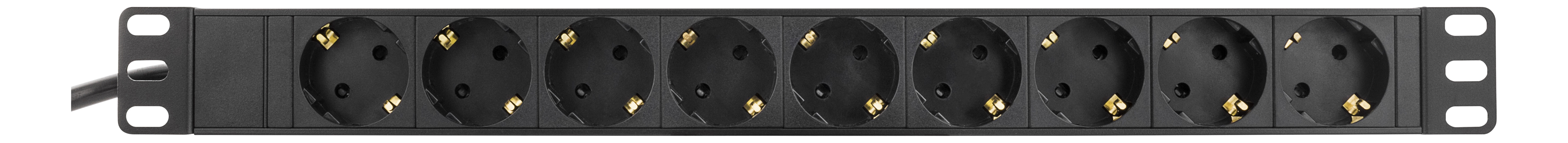 DELTACO stikkontakt, 9xCEE 7/4, 1xCEE 7/7, stiftbeskyttet, 2m kabel, svart