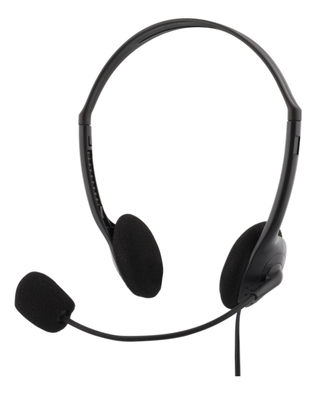 DELTACO Stereoheadset, 30 mm element, 3,5 mm minikabel (4-pinners), svart