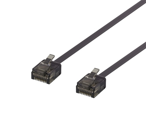 DELTACO U/UTP Cat6a patchkabel, flat, 1 mm tykk, 0,15 m, svart