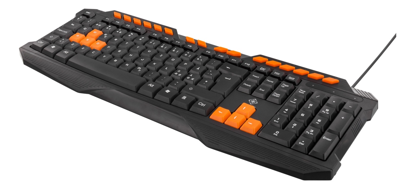 DELTACO GAMING tastatur, anti-ghosting, USB, nordisk, svart/oransje
