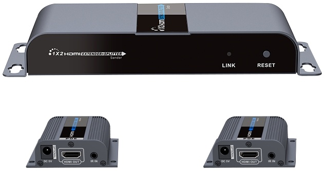 1X2 HDMI Extender Splitter over CAT6/6a/7 40m med IR-pass-back