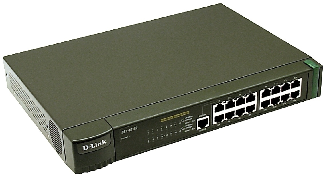 D-Link svitsj 16x10/100Mbps, NWay, uplink