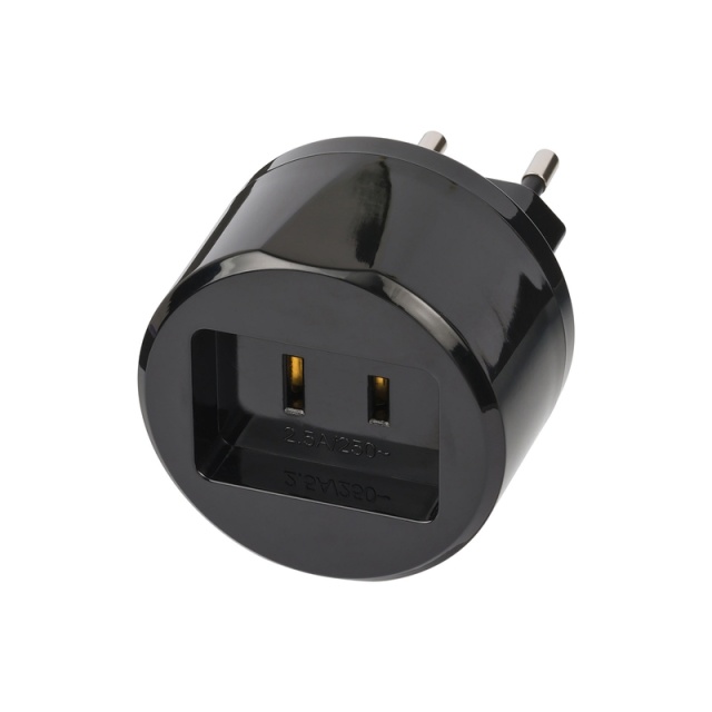 Reise Adapter USA-til-Europa med 2,5 A-sikring