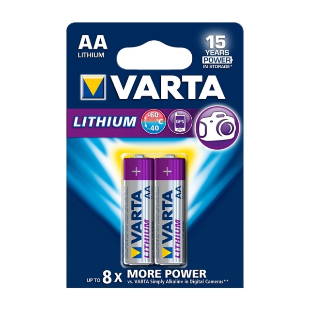 Litiumbatteri AA | 1.5 V DC | 2900 mAh | 2-Blisterkort | Grå / Sølv
