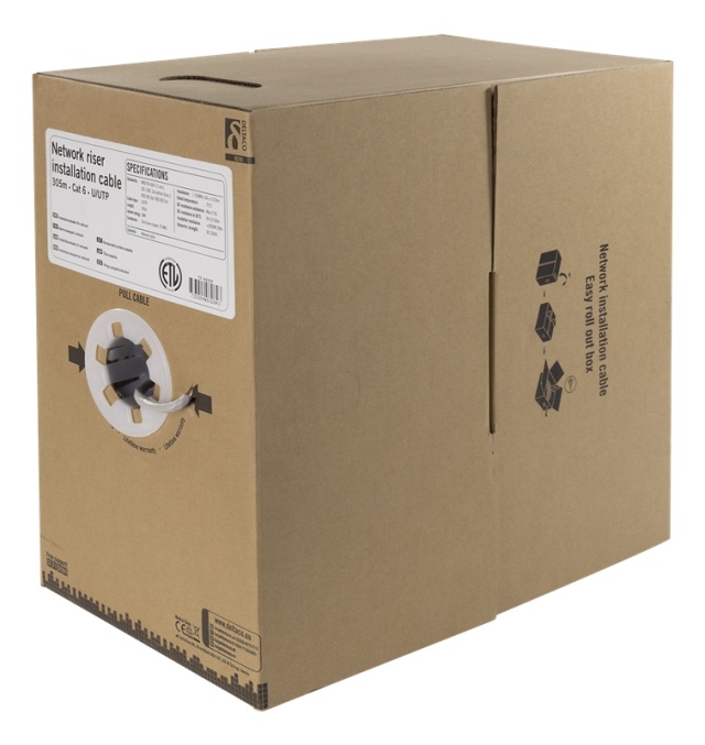 DELTACO U/UTP Cat6 stigerørsinstallasjonskabel, 305m boks, 250MHz, Delta-c