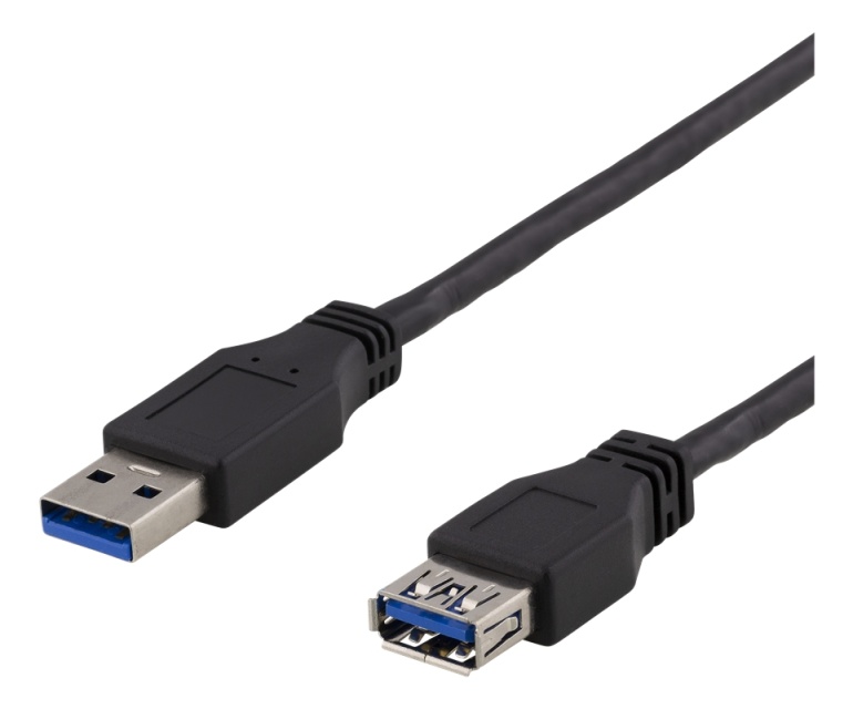 DELTACO USB 3.1 Gen1-forlengelseskabel, 3 m, USB-A hann til USB-A hunn, svart