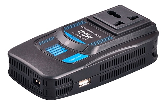CAR120 Power Inverter, modifisert sinusbølge, 230V, 24V DC, USB 5V 2,1A,