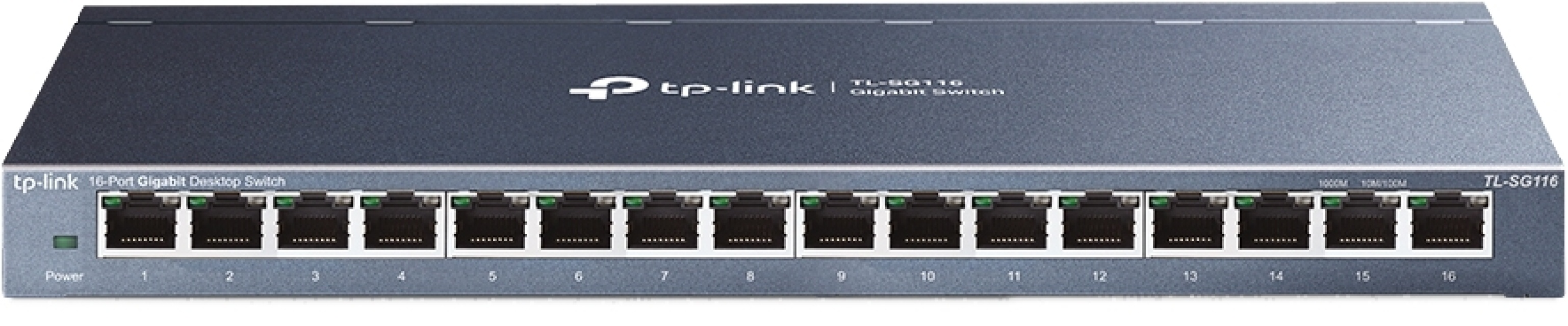 TP-LINK 16-ports stasjonær svitsj, Gigabit, plug and play, hvit