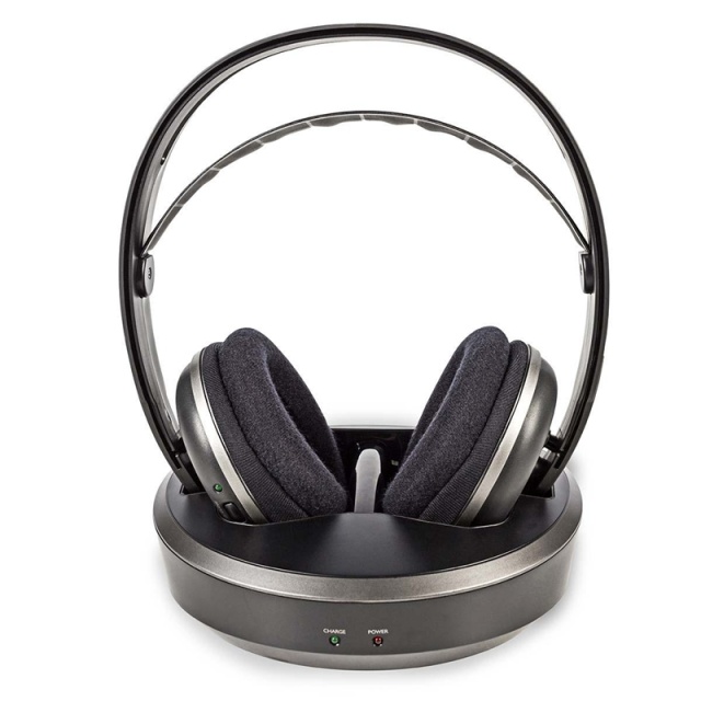 Nedis Trådløs TV hodetelefoner | RF, frequency 868 Mhz | Over-Ear | Maksimal batteritid: 11 timer | 100 m | Digital lyd | Ladestasjon | Sort / Sølv