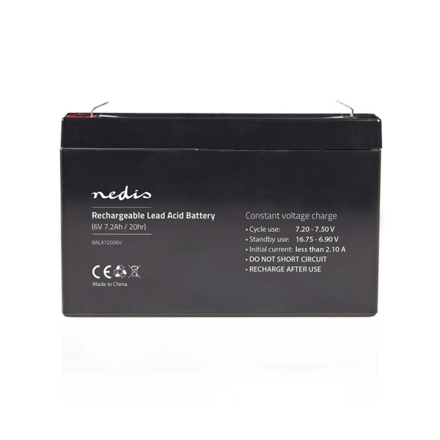 Nedis Oppladbart blybatteri | Lead-Acid | Oppladningsbar | 6 V | 7200 mAh