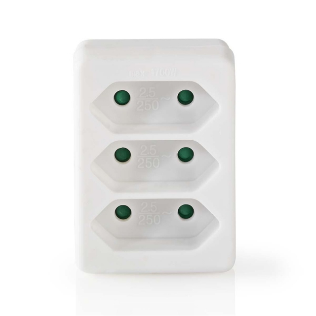 Nedis Strøm Socket Splitter | Type F (CEE 7/7) | 250 V AC 50 Hz | Fransk / Type C (CEE 7/16) | 250 V AC 50/60 Hz | 2.5 A | 1700 W | Hvit