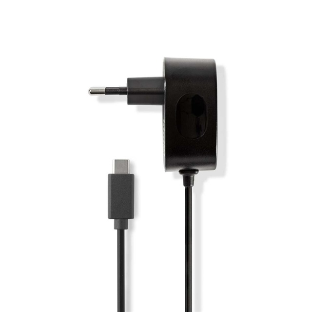 Nedis vegg lader | 15 W | Hurtigladefunksjon | 1x 3.0 A | Antall utganger: 1 | USB-C™ (Fast) Kabel | 1.50 m | Single Voltage Output | Sort