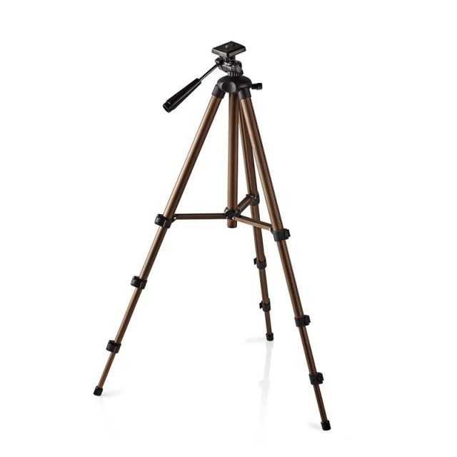 Nedis Stativ | Maksimal lastekapasitet: 2.0 kg | Minimum arbeidshøyde: 40.5 cm | Maksimal arbeidshøyde: 128.0 cm | 4 Segmenter | Pan | Reiseveske inkludert | ABS / Aluminium | Brons / Sort