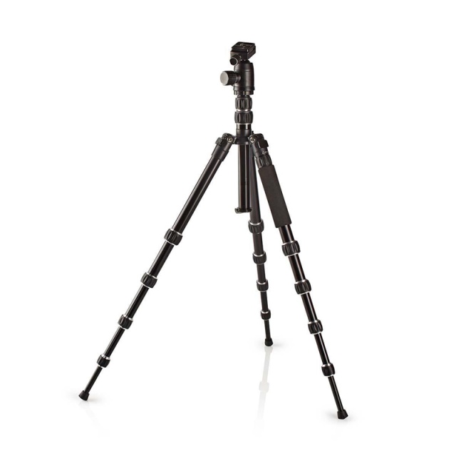 Nedis Stativ | Maksimal lastekapasitet: 3.0 kg | Minimum arbeidshøyde: 17.5 cm | Maksimal arbeidshøyde: 145.0 cm | 3 Segmenter | Kulehode | Reiseveske inkludert | Vendbar midtkolonne | ABS / Aluminium | Sort