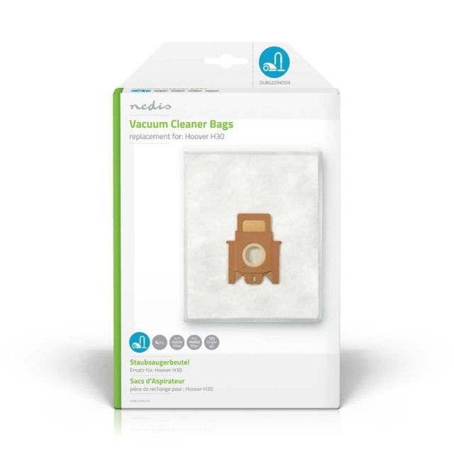 Nedis Støvsugepose- | 4 stk. | Syntetisk | Mest solgt for: Hoover H30 | Hvit