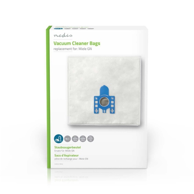 Nedis Støvsugepose- | 4 stk. | Syntetisk | Mest solgt for: Miele | Hvit