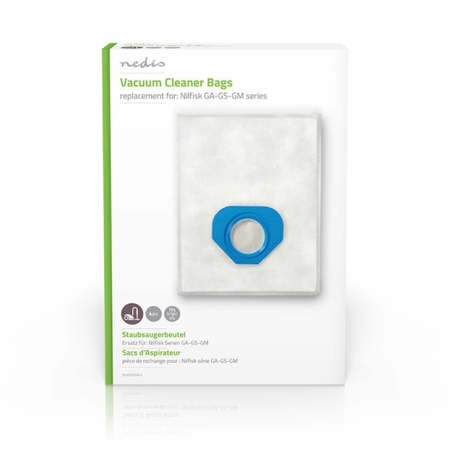 Nedis Støvsugepose- | 4 stk. | Syntetisk | Mest solgt for: Nilfisk | Hvit