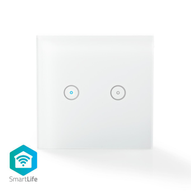 Nedis SmartLife Veggbryter | Dobbel | Wall Mount | 1000 W | Android™ / IOS | Glass | Hvit
