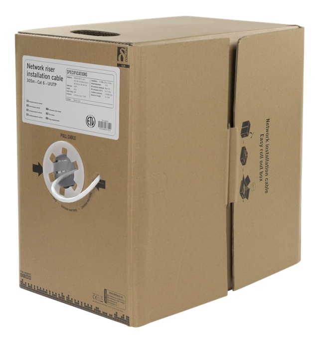 DELTACO U/UTP Cat6 stigerørsinstallasjonskabel, 305m boks, 250MHz, Delta-c