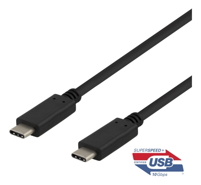 DELTACO USB-C til USB-C-kabel, 0,5 m, 10 Gbps, 100 W 5A, USB 3.1 Gen 2,