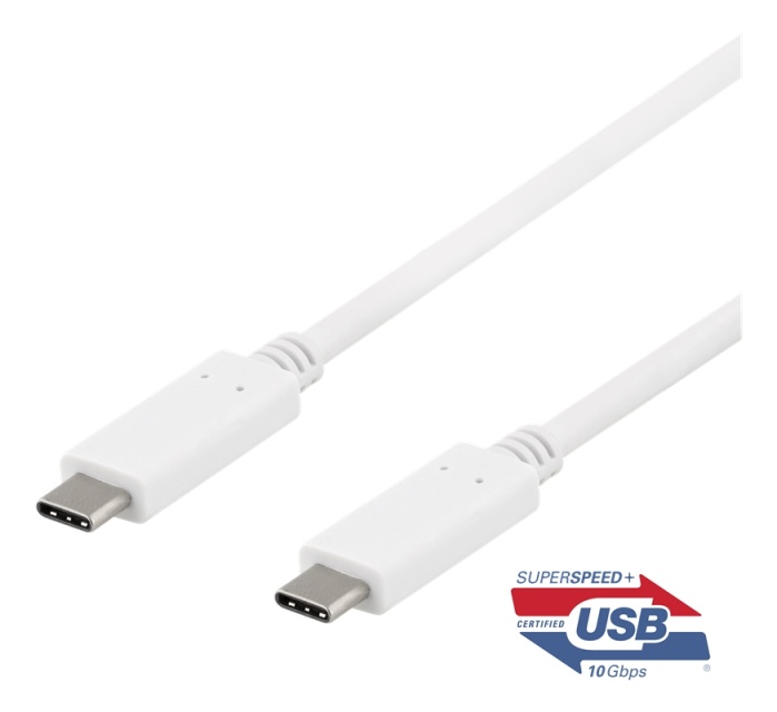 DELTACO USB-C til USB-C-kabel, 0,5 m, 10 Gbps, 100 W 5A, USB 3.1 Gen 2,