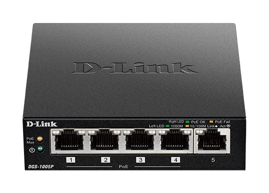 D-Link 5-porters stasjonær Gigabit PoE+-bryter