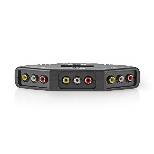Nedis Composite Video Switch | 3-Port port(s) | Inngang for lyd-/video-/datatilkoblinger: 3x Composite Video (RWY) | Utgang for lyd-/video-/datatilkoblinger: 1x Composite Video (RWY) | 1024x576 | ABS | Sort