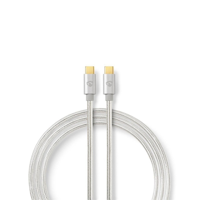 Nedis USB-kabel | USB 3.2 Gen 1 | USB-C™ Hann | USB-C™ Hann | 60 W | 4K@60Hz | 5 Gbps | Gull belagt | 2.00 m | Rund | Flettet / Nylon | Aluminium | Deksel Vindusboks