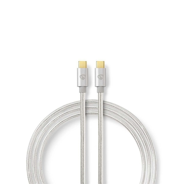 Nedis USB-kabel | USB 3.2 Gen 2 | USB-C™ Hann | USB-C™ Hann | 100 W | 4K@60Hz | 10 Gbps | Gull belagt | 1.00 m | Rund | Flettet / Nylon | Aluminium | Deksel Vindusboks