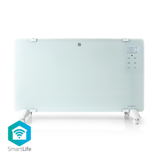 Nedis SmartLife Konveksjon Varmeapparat | Egnet til bad | Glasspanel | 2000 W | 2 Varmeinnstillinger | LED | 15 - 35 °C | Justerbar termostat | Hvit
