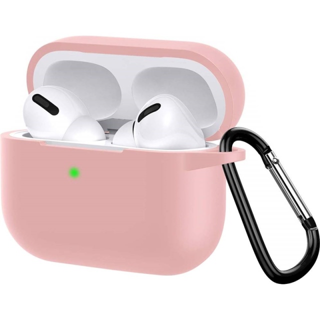 Silikonbeskyttelsesdeksel med krok for Airpods Pro, Pink