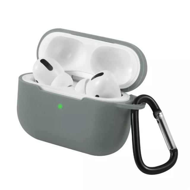 Silikonskall med krok for Airpods Pro, Grå