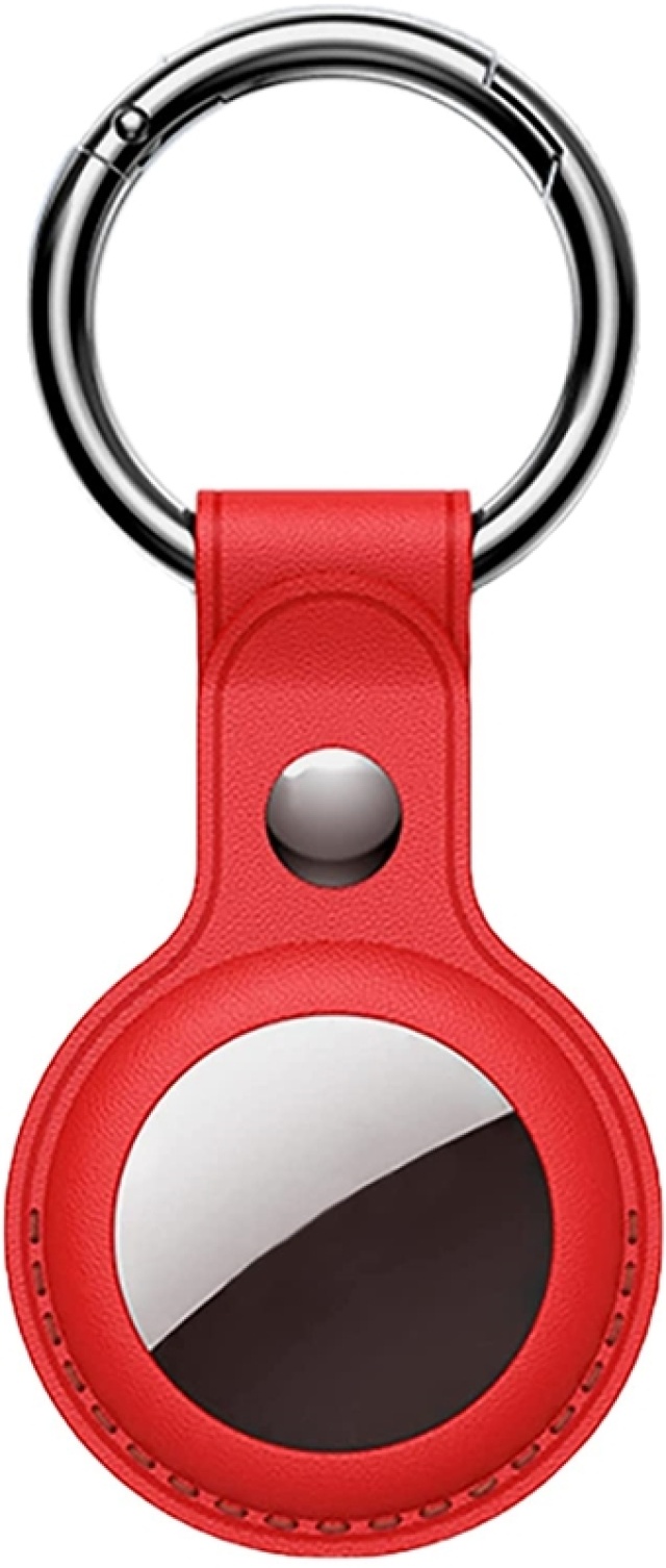 PU-lær-etui med nøkkelring for Airtag, Rød