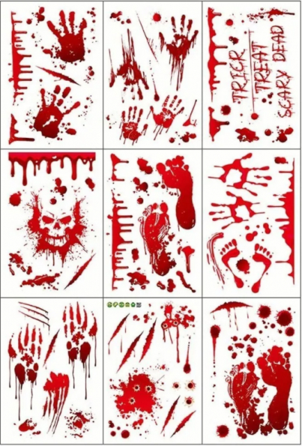Blodige veggdekorasjoner med halloweenmotiv, 30x20